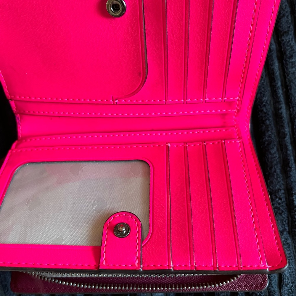 kate spade pink and red heart Stripe Zip Wallet - Picture 3 of 4